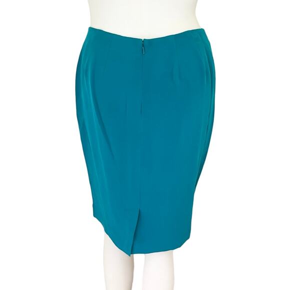 VTG AMANDA SMITH 100% Silk Matching Skirt Suit Set in Teal SZ 8P - Picture 9 of 13